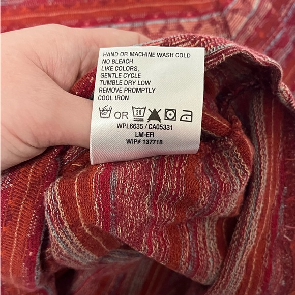 Woolrich Aztec Geometric Red Tan 1/4 Zip Cotton Pullover Women's Large - Picture 5 of 7